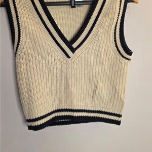 Divided Cream and Black Sleeveless Knit Vest
